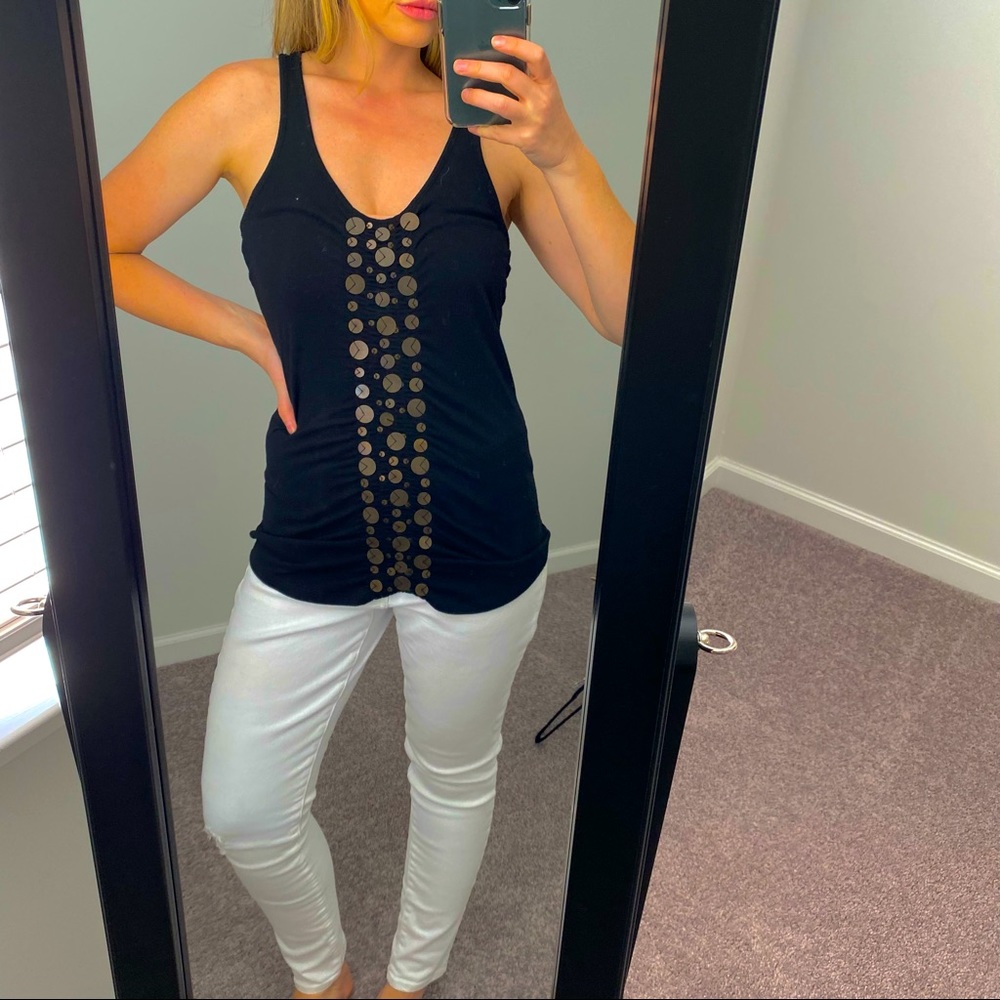 Daytrip Black & Gold Lace Tank Top